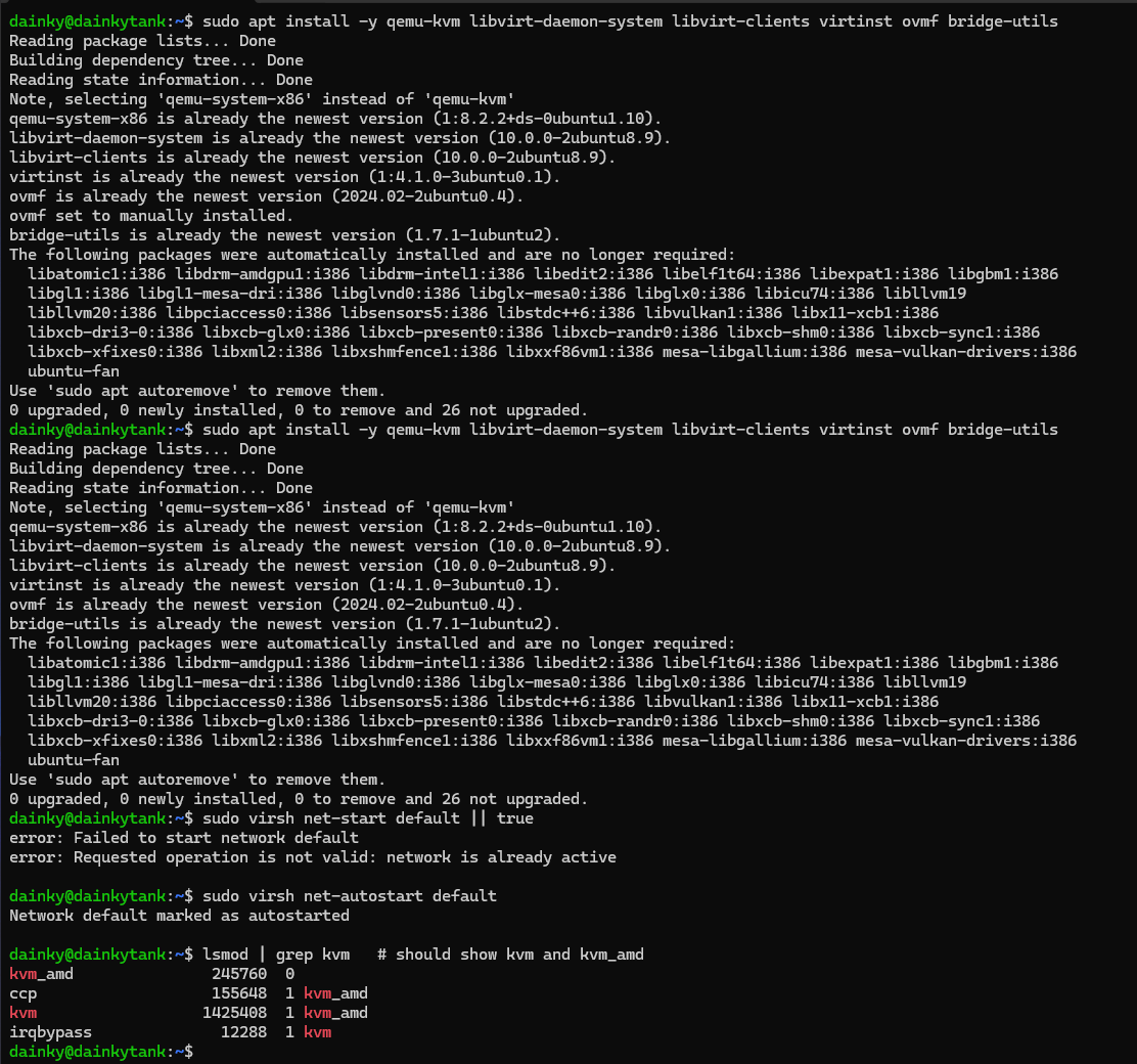 Terminal showing additional package installation and verification
